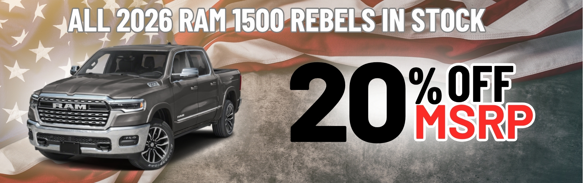 20% off msrp on 2026 ram 1500 rebels in stock